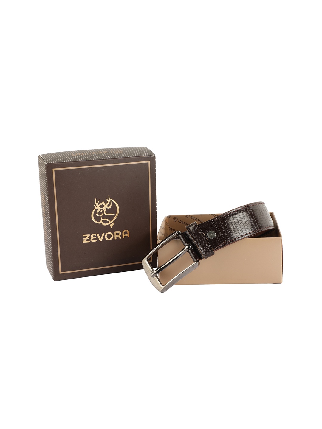 

ZEVORA Men Brown Textured Belts