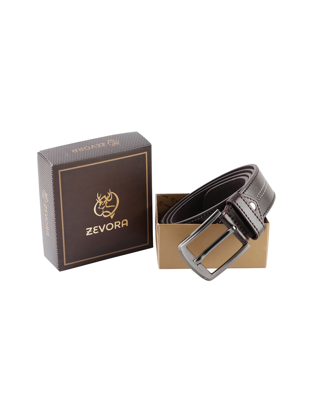 

ZEVORA Men Brown Leather Formal Belt