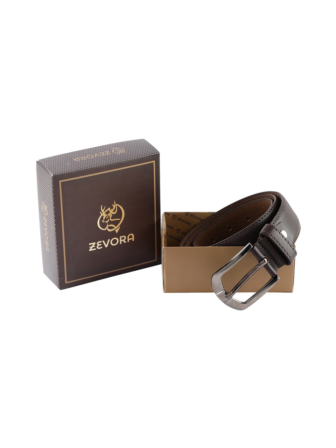 

ZEVORA Men Brown Textured Belts