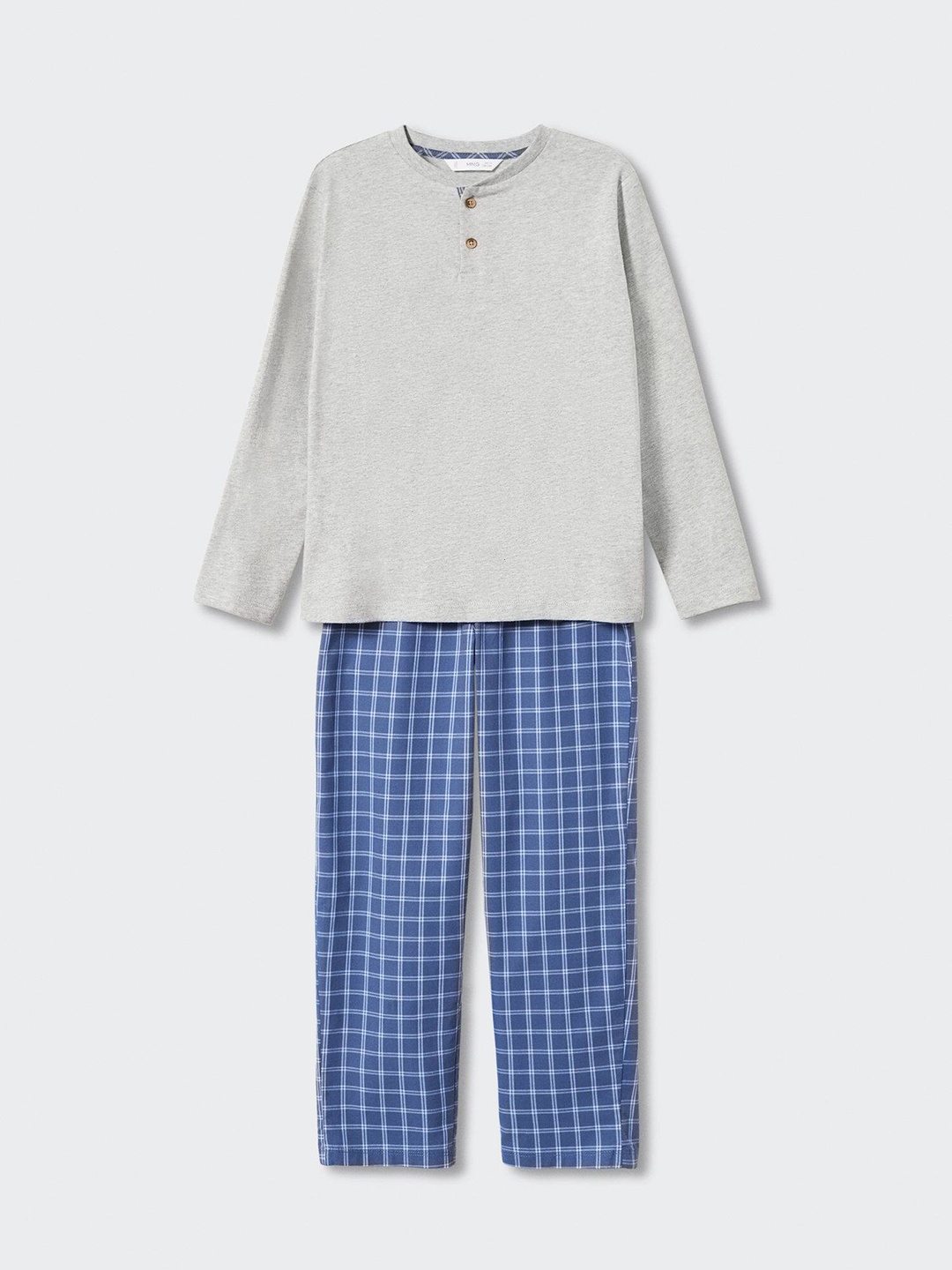 

Mango Kids Boys Solid Pure Cotton Pyjamas Set, Grey