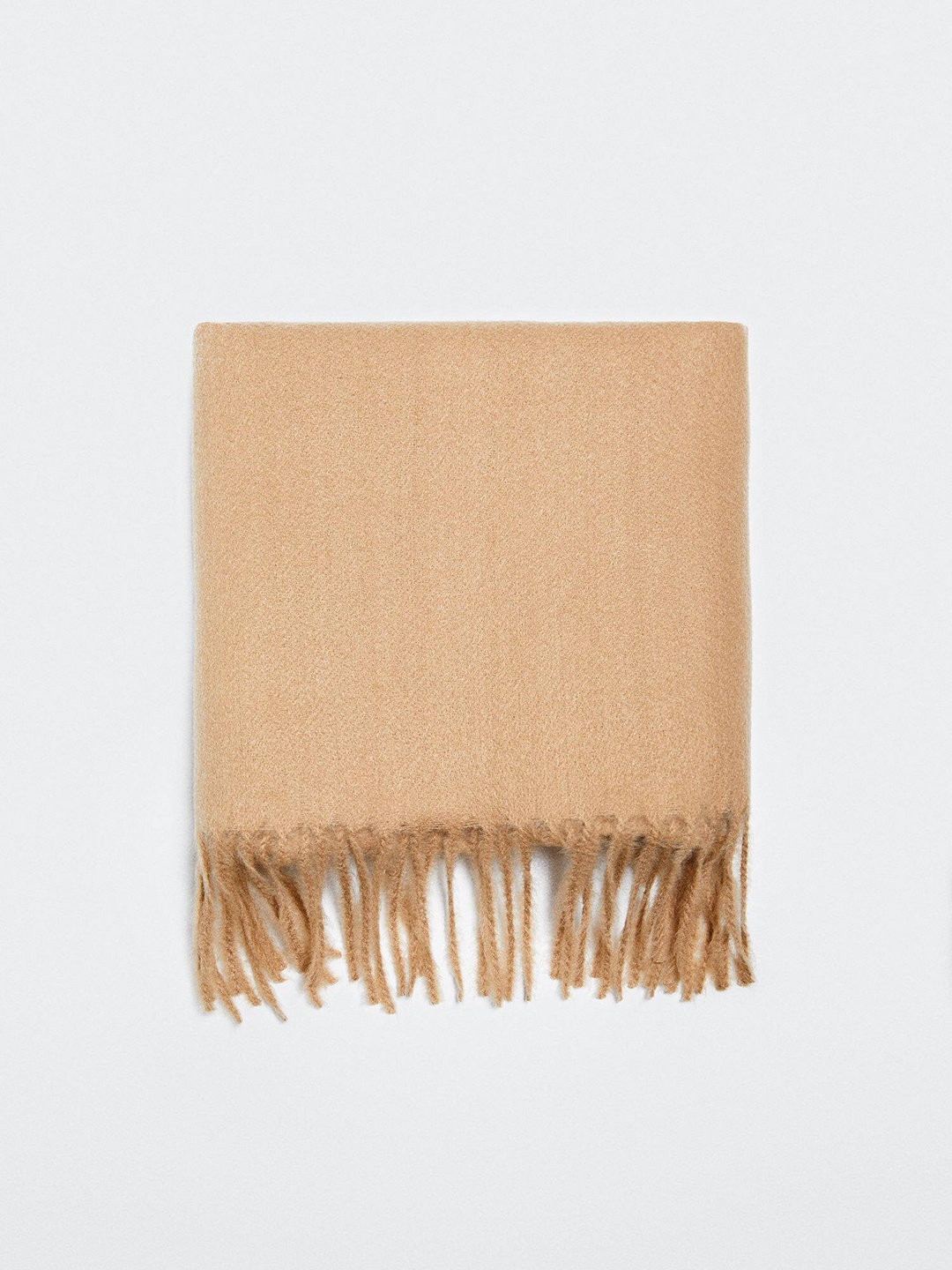 

MANGO MAN Fringed Solid Scarf, Beige