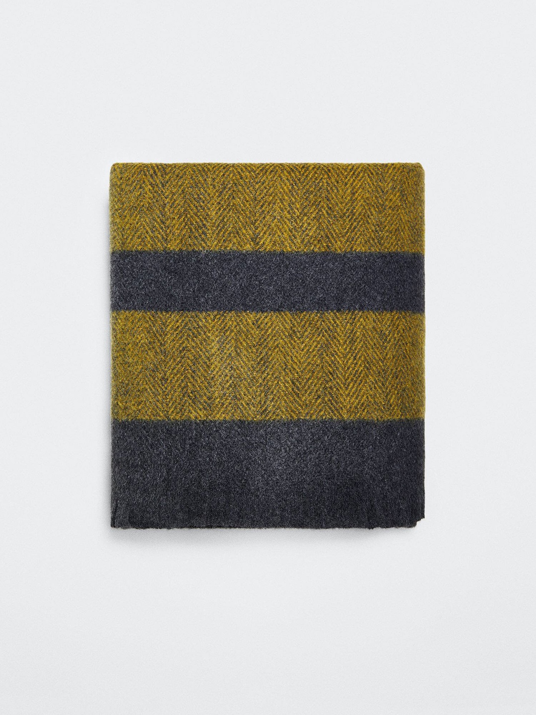 

MANGO MAN Striped Scarf, Mustard