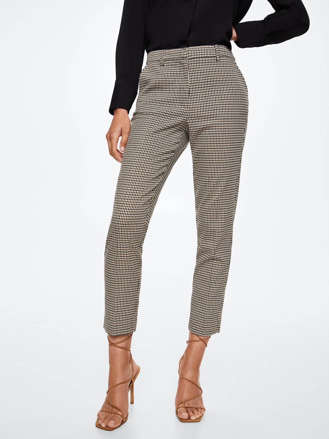 

MANGO Women Black & White Houndstooth Skinny Sustainable Trousers