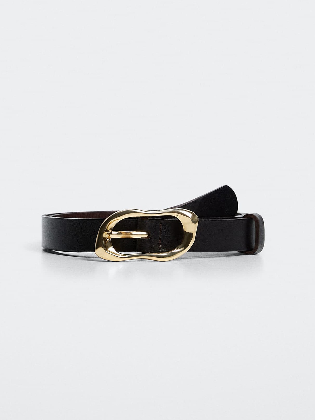 

MANGO Women Black Solid Leather Belt