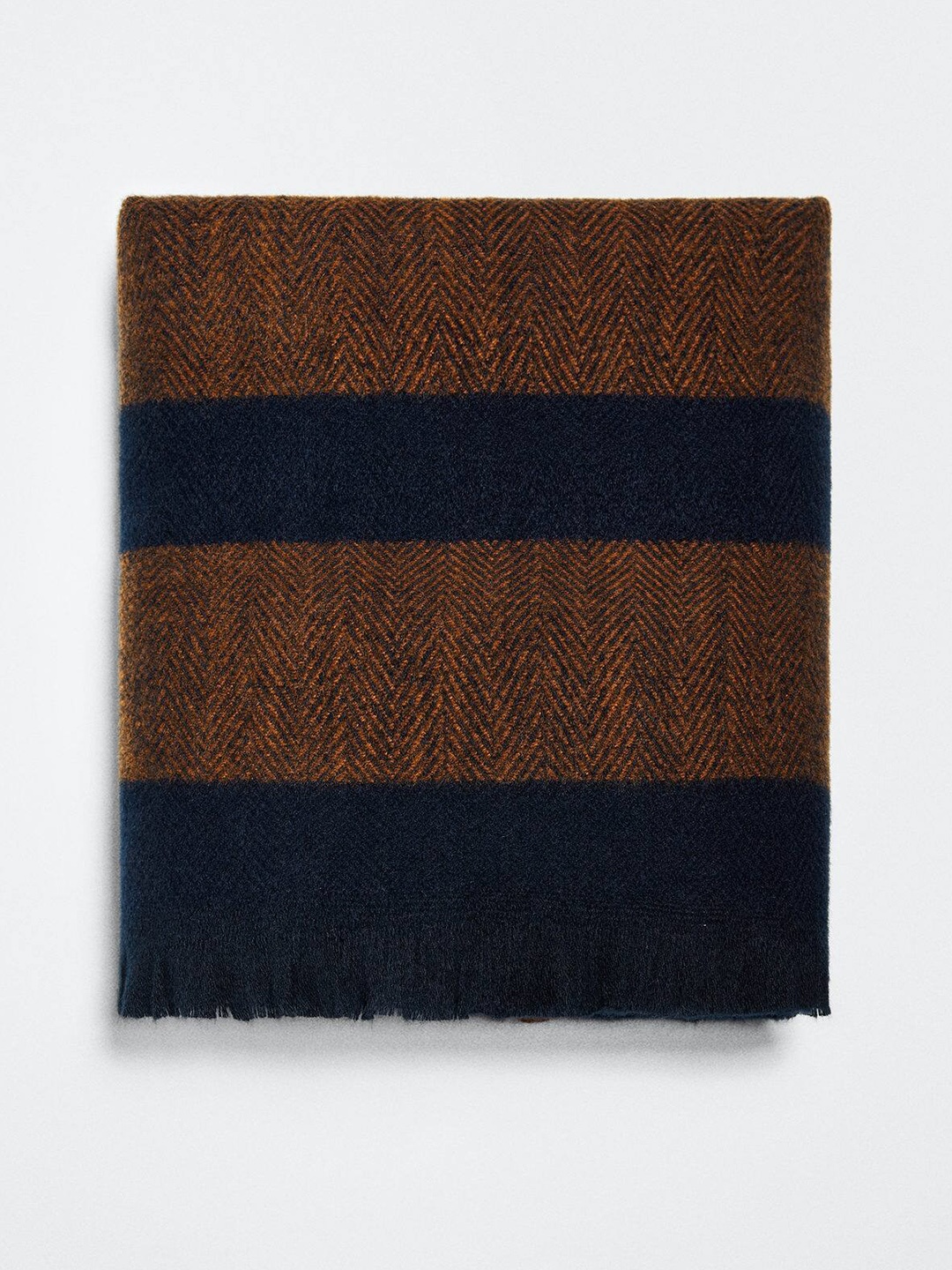 

MANGO MAN Striped Scarf, Navy blue
