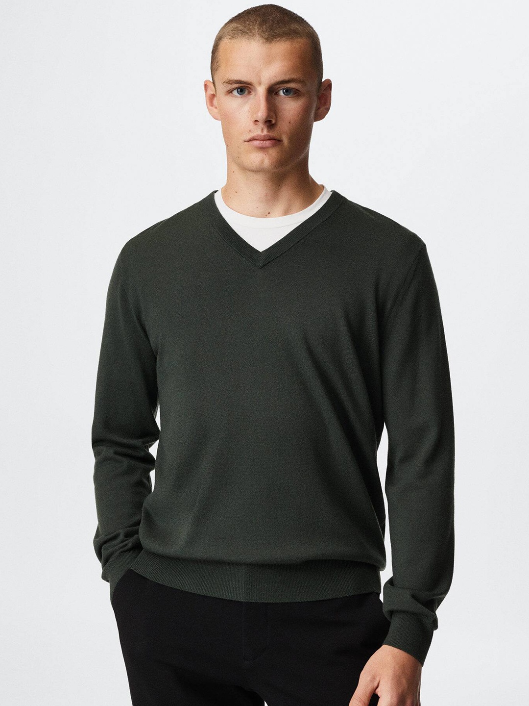 

MANGO MAN Woollen Pullover, Charcoal