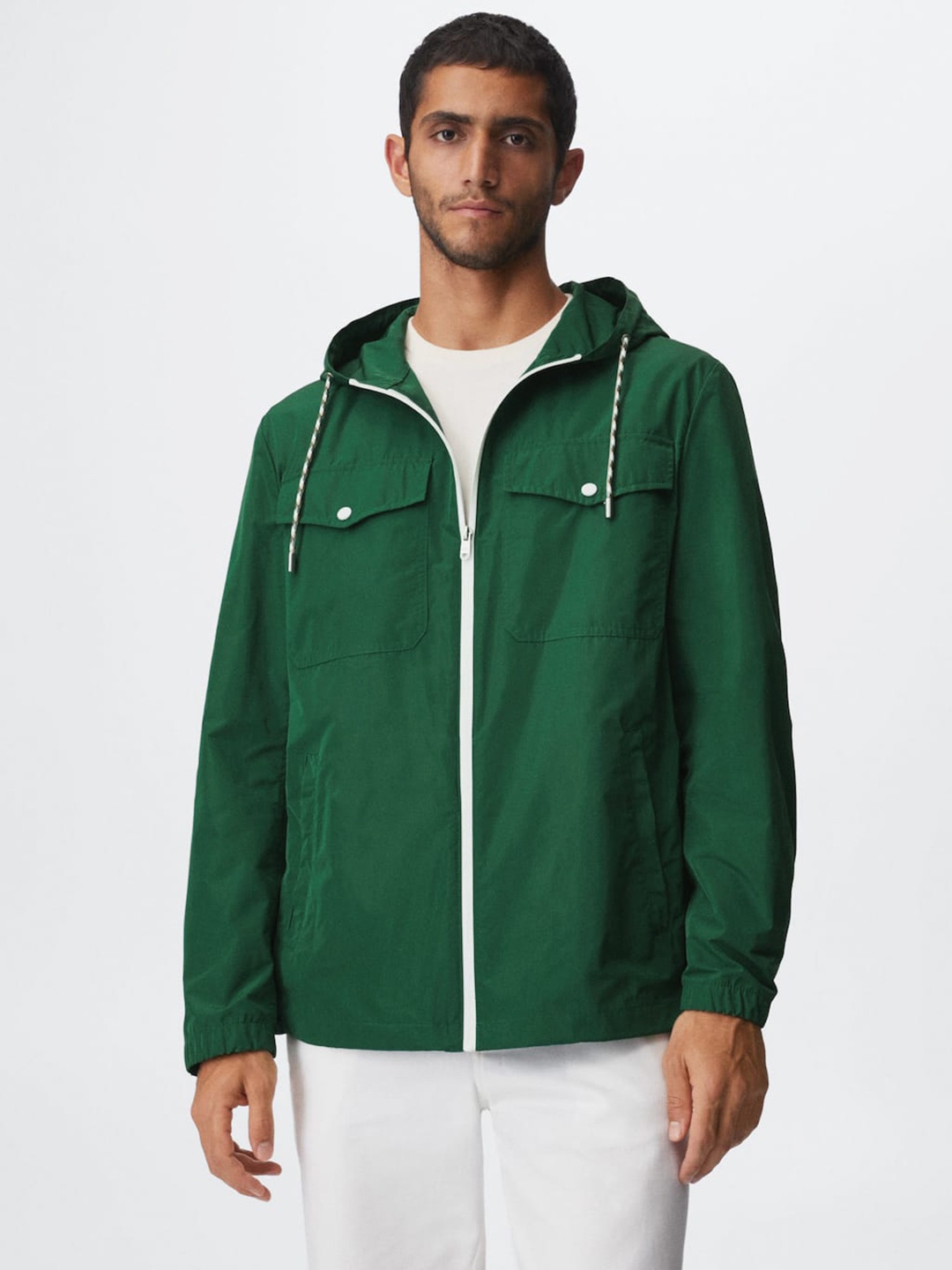 

MANGO MAN Men Green Water Resistant Tailored Jacket