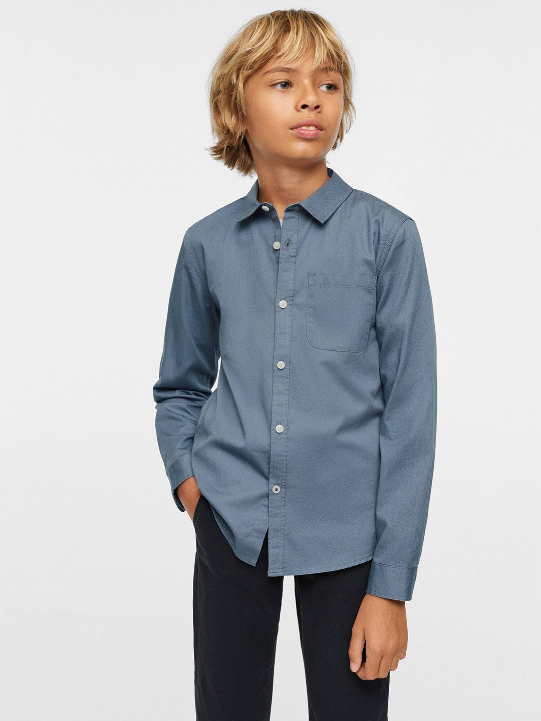 

Mango Kids Boys Pure Cotton Sustainable Shirt, Grey