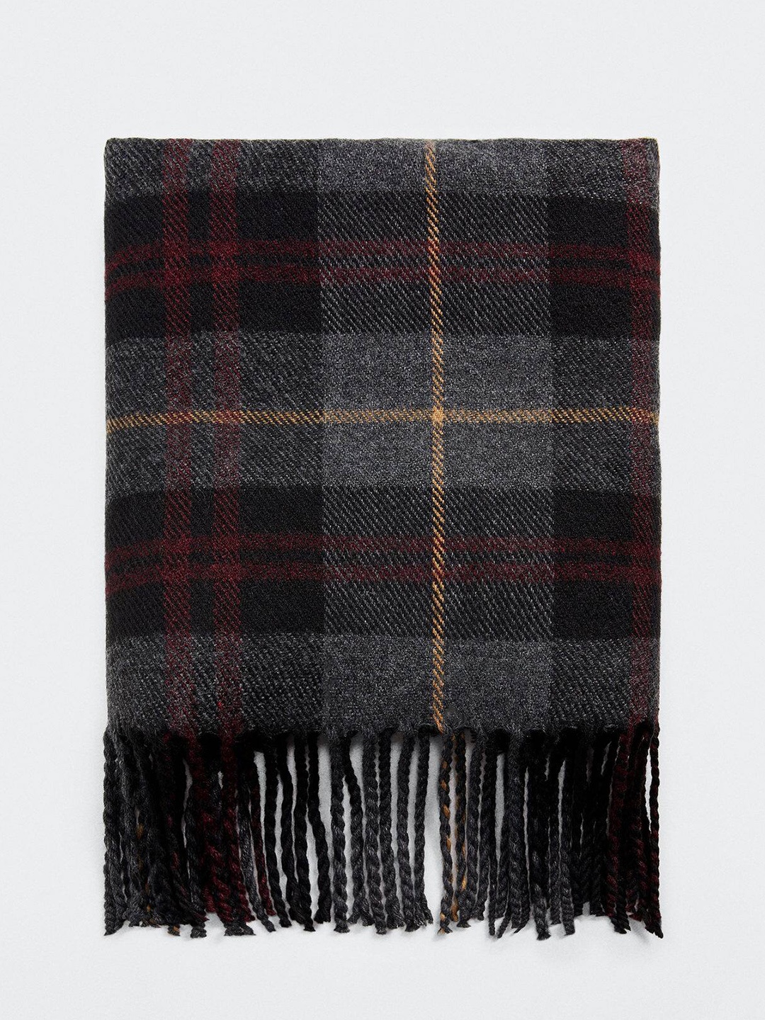 

MANGO MAN Checked Scarf, Maroon