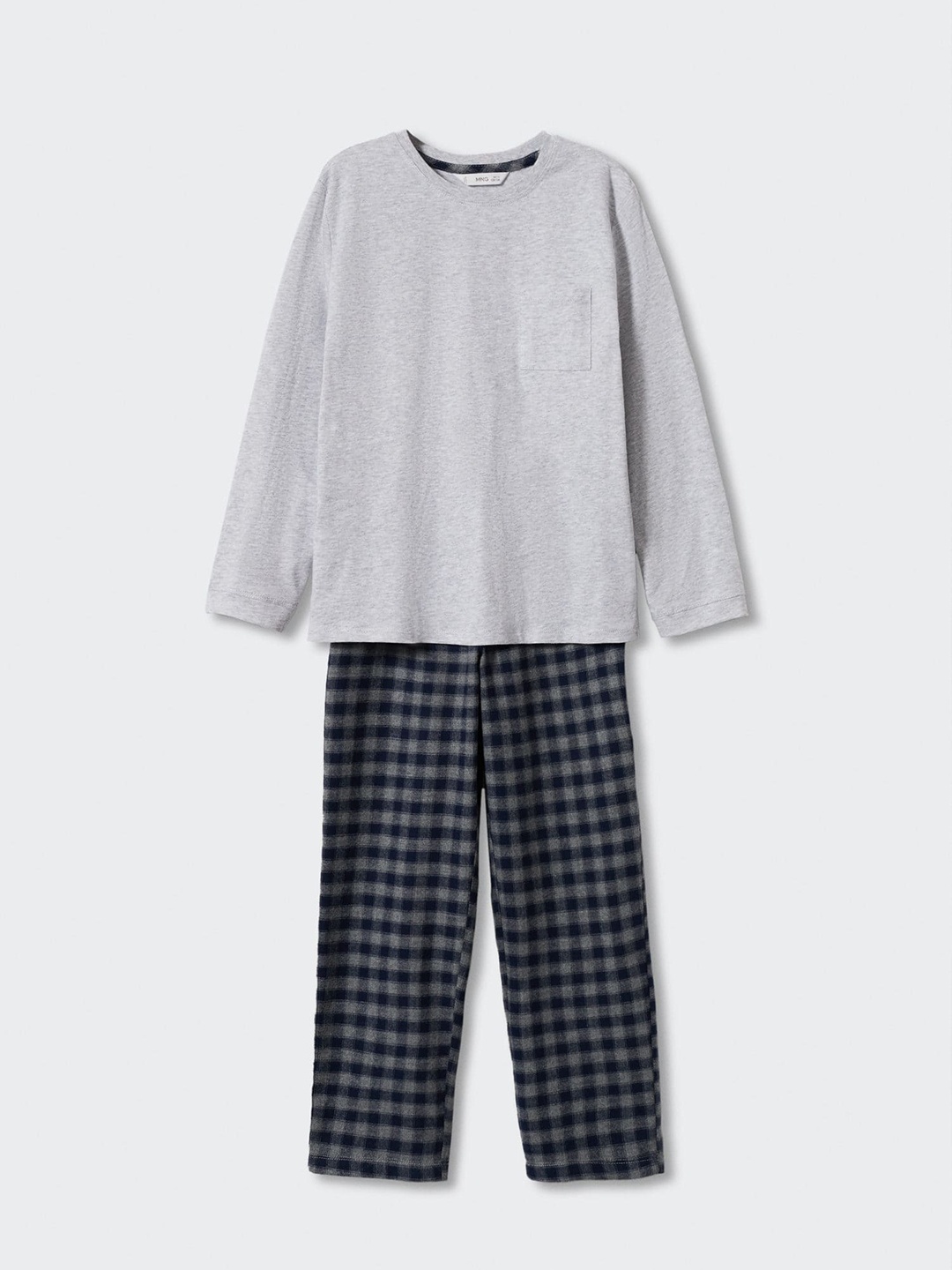 

Mango Kids Boys Solid Pure Cotton Pyjamas Set, Grey