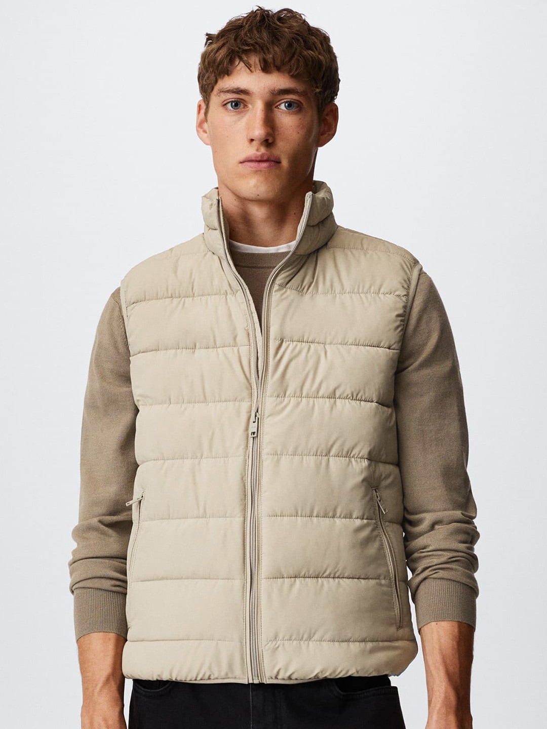 

MANGO MAN Sleeveless Padded Jacket, Beige