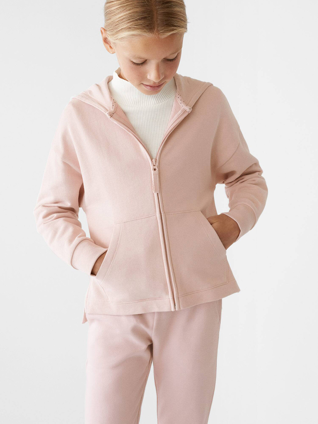 

Mango Kids Girls Hooded Sustainable Cotton Sweatshirt, Pink