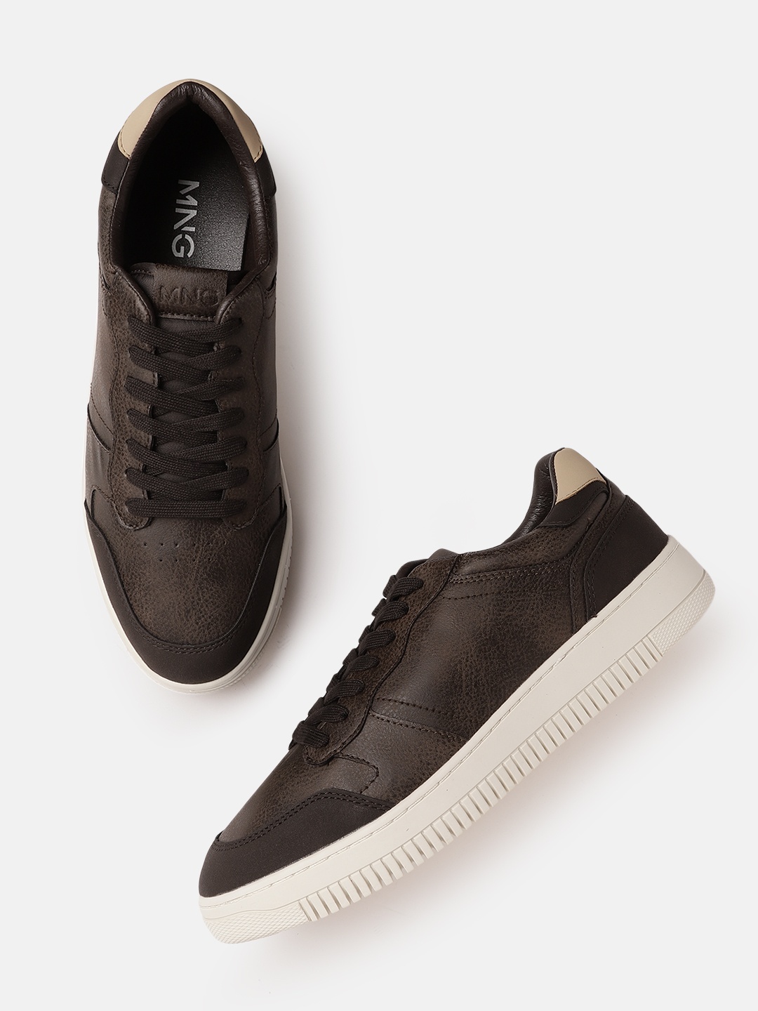 

MANGO MAN Men Coffee Brown Sneakers