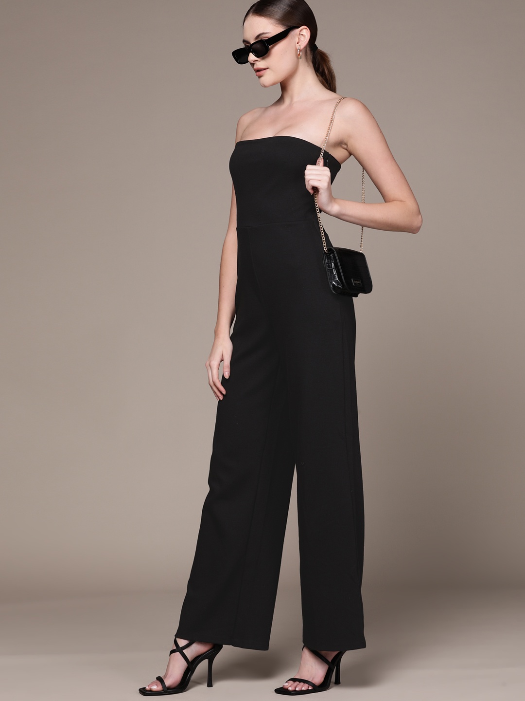 

MANGO Black Off-Shoulder Sustainable Basic Jumpsuit