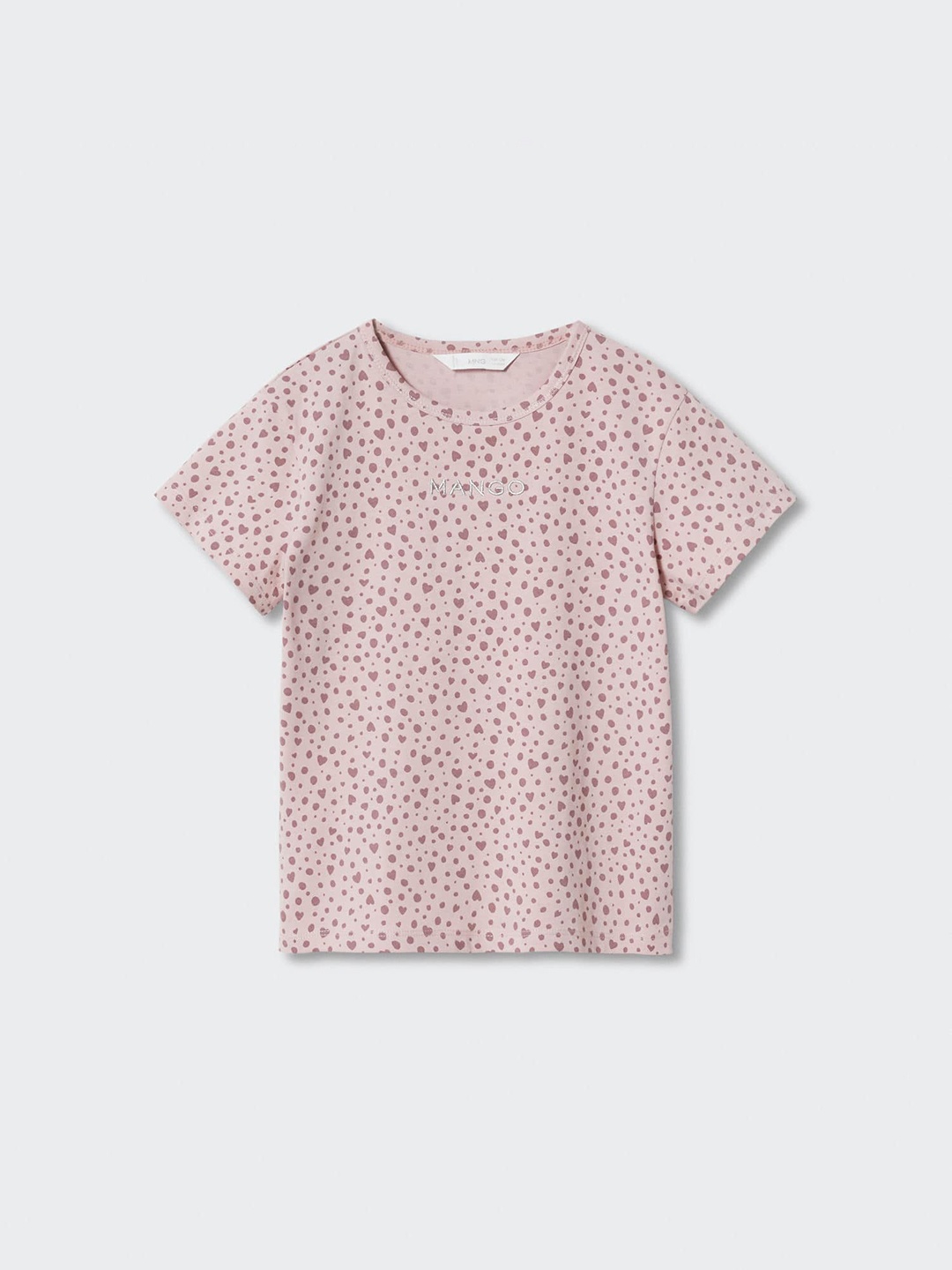 

Mango Kids Girls Pink Printed Pure Cotton Applique T-shirt