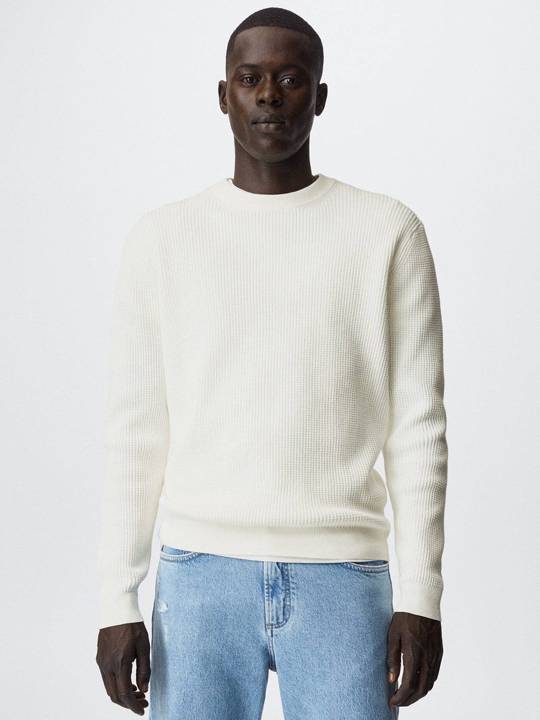 

MANGO MAN Knitted Pullover, White