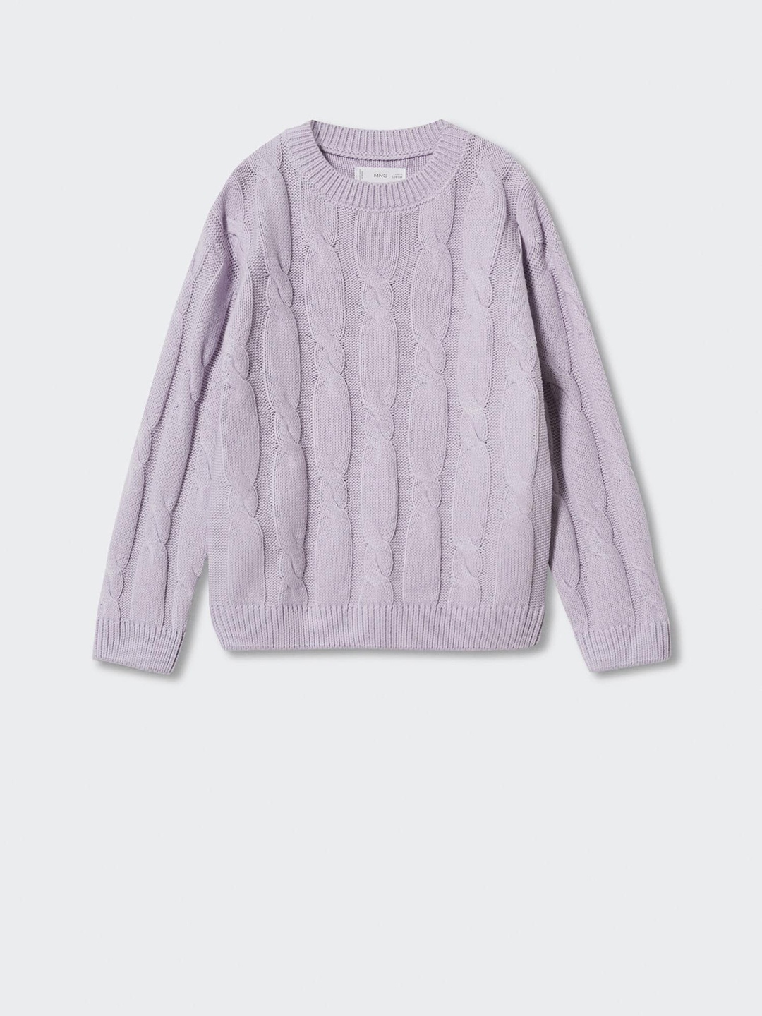 

Mango Kids Girls Self Design Cable Knit Sustainable Pullover, Lavender