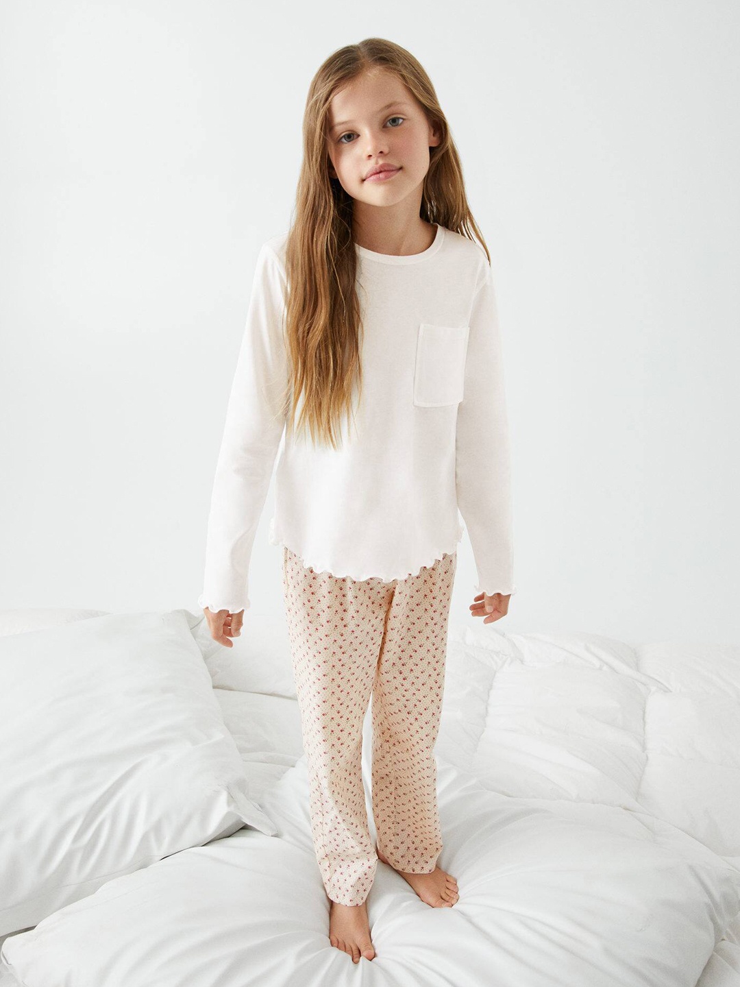 

Mango Kids Girls Pure Cotton Sustainable Pyjama Set, White