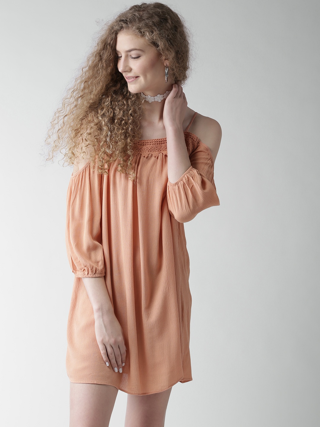 FOREVER 21 Women Orange Solid A-Line Dress