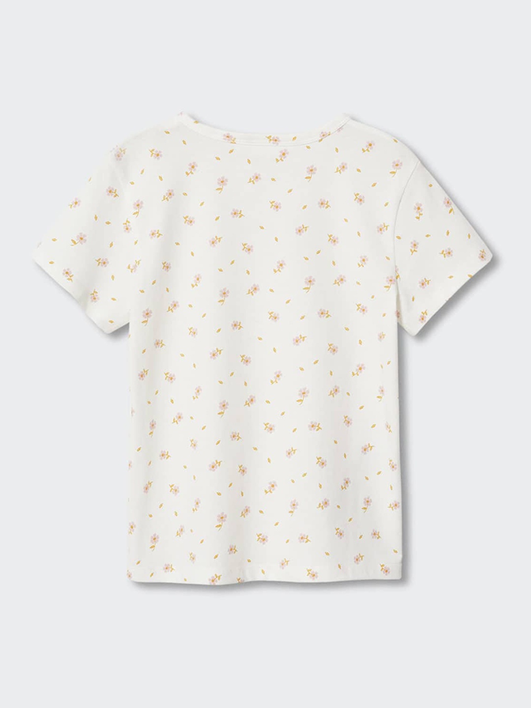 

Mango Kids Girls White & Pink Floral Print Pure Cotton Applique T-shirt
