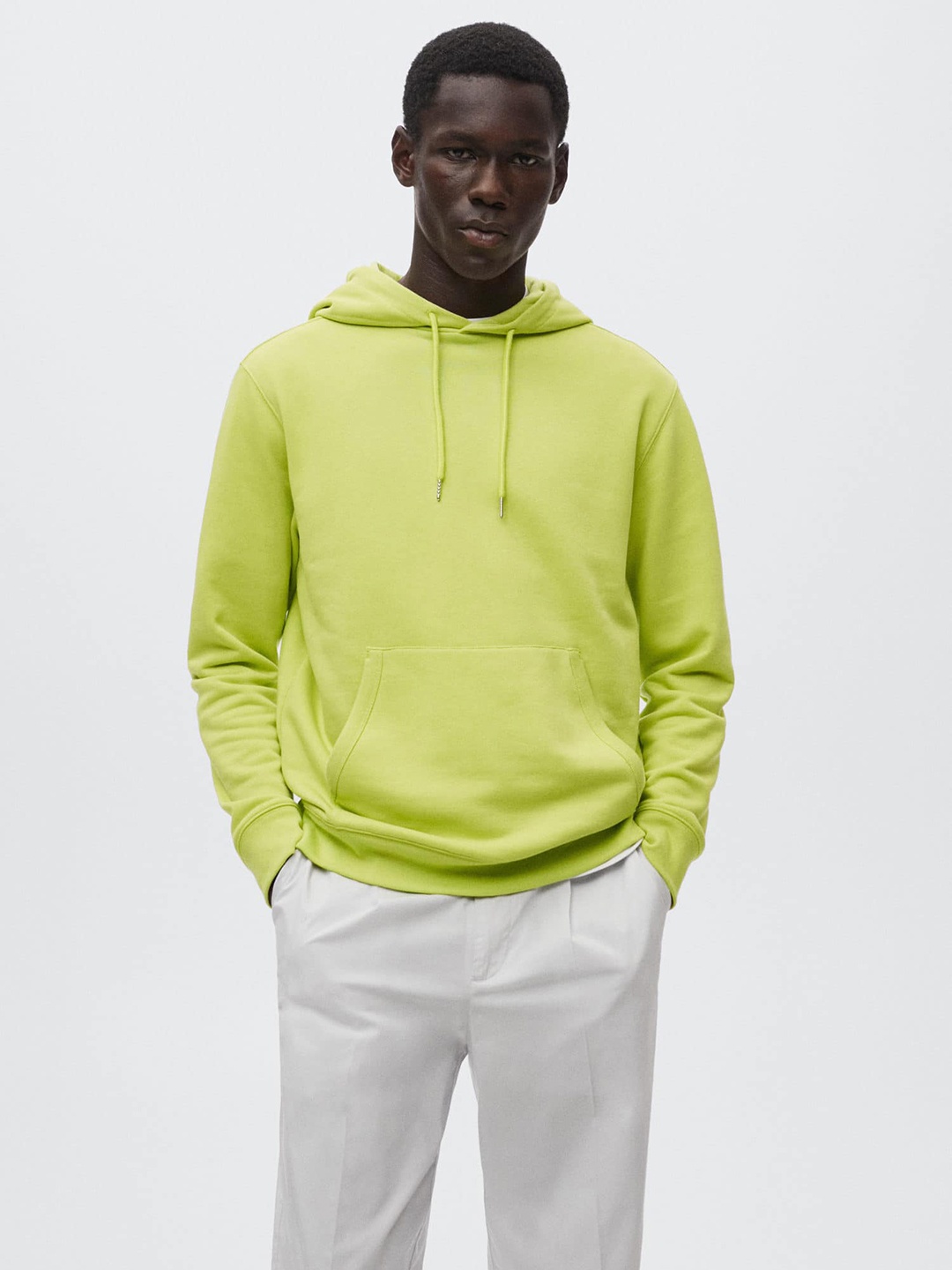 

MANGO MAN Fluorescent Green Sustainable Hooded Sweatshirt
