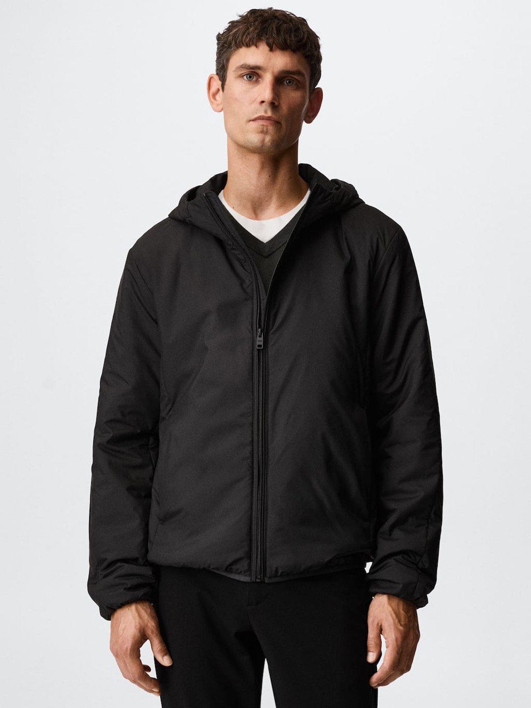 

MANGO MAN Men Black Solid Water Resistant & Thermoregulating Padded Jacket