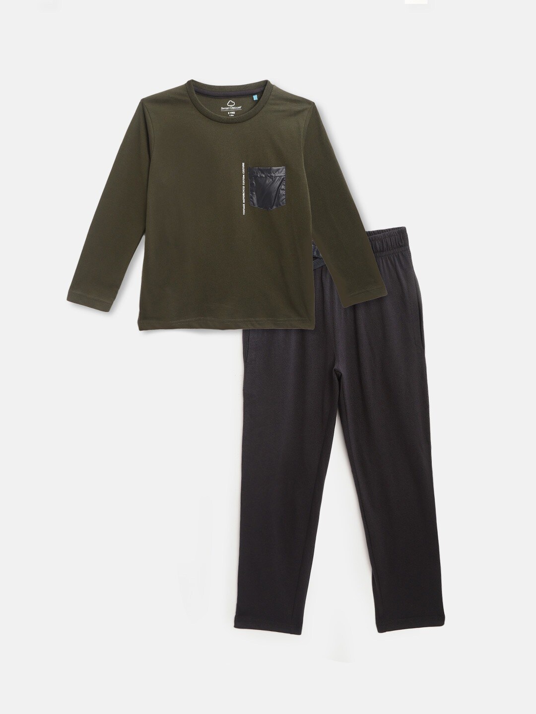 

Sweet Dreams Boys Olive Green & Black Night suit