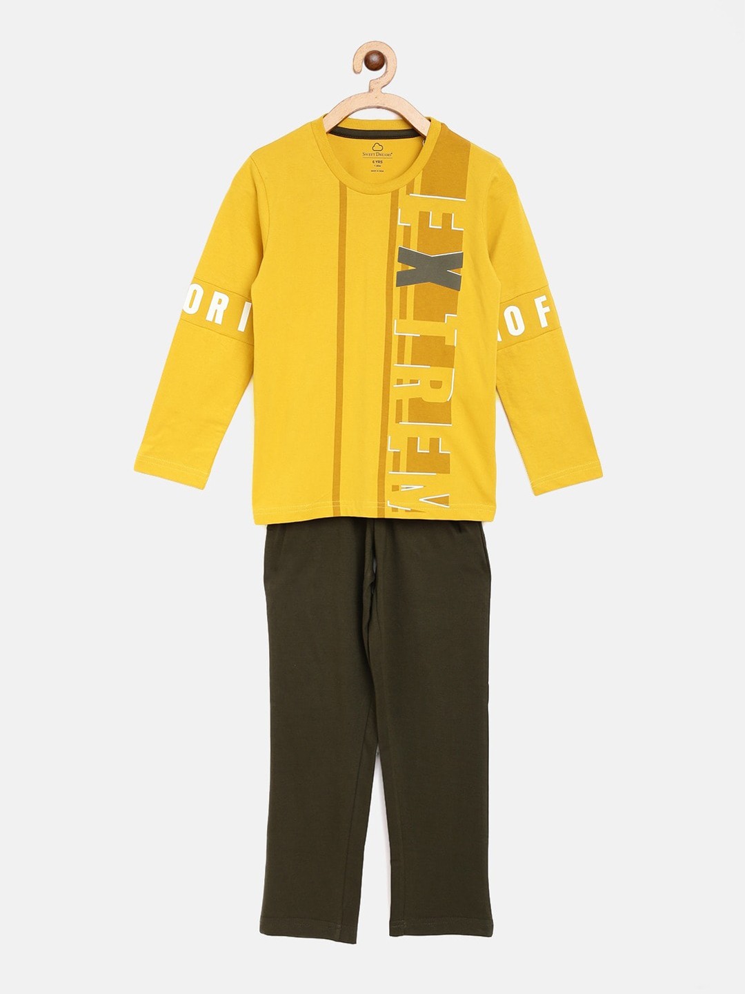 

Sweet Dreams Boys Yellow & Brown Printed Night suit