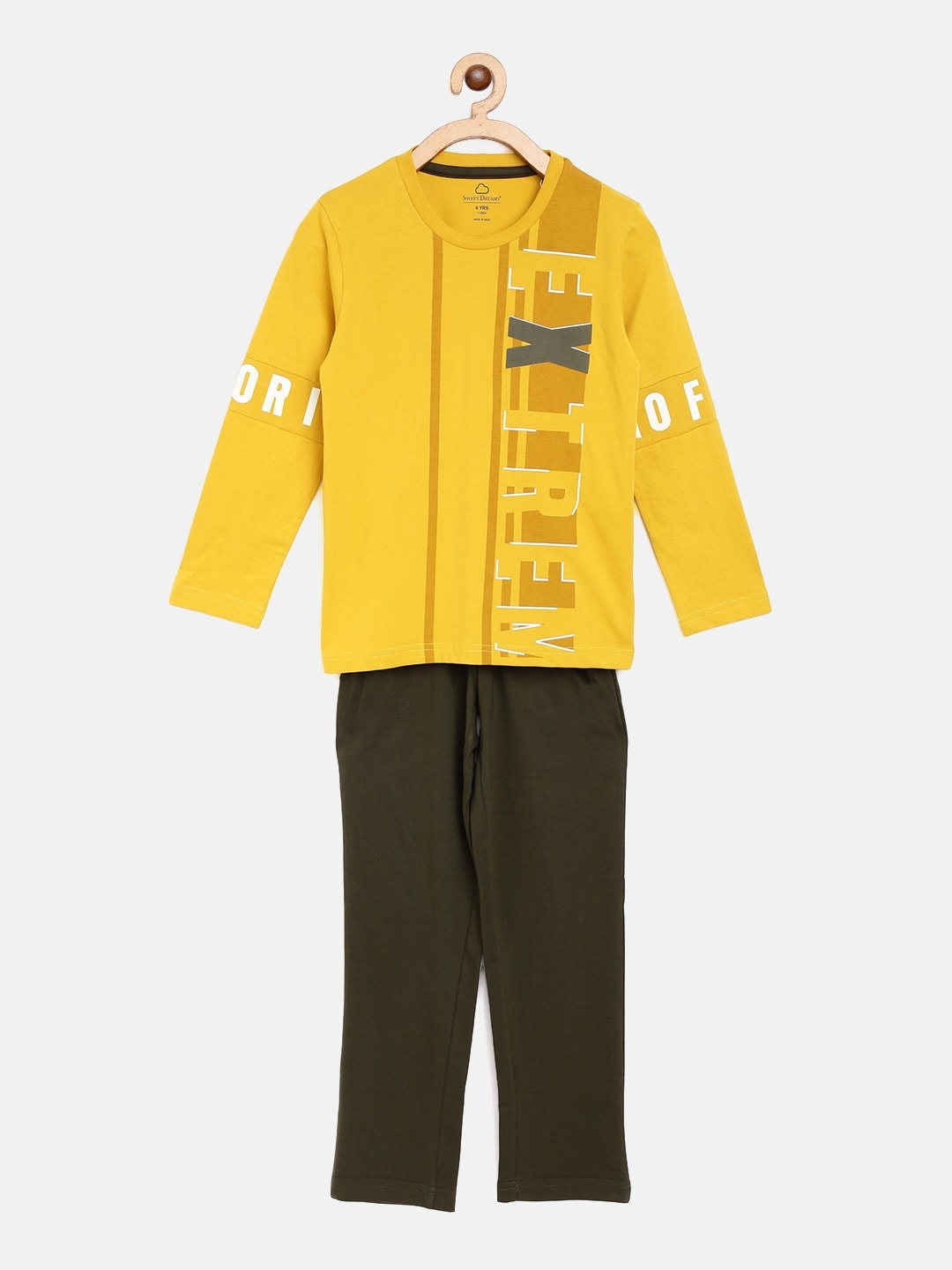 

Sweet Dreams Boy Printed Night Suit, Mustard