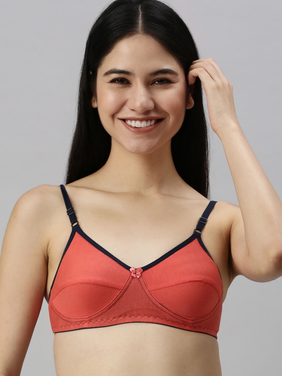 

Kryptic Solid Pure Cotton Non Padded Everyday Bra, Coral