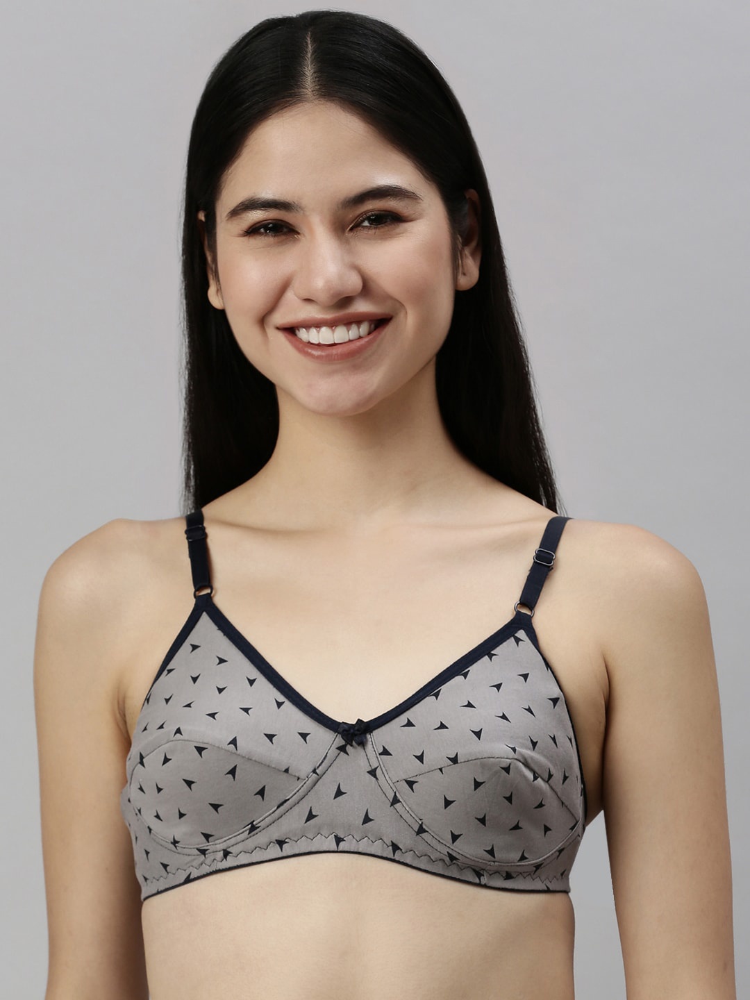 

Kryptic Women Printed Cotton Full Coverage Non-Padded Everyday Bra KRWBRAGRARR, Grey