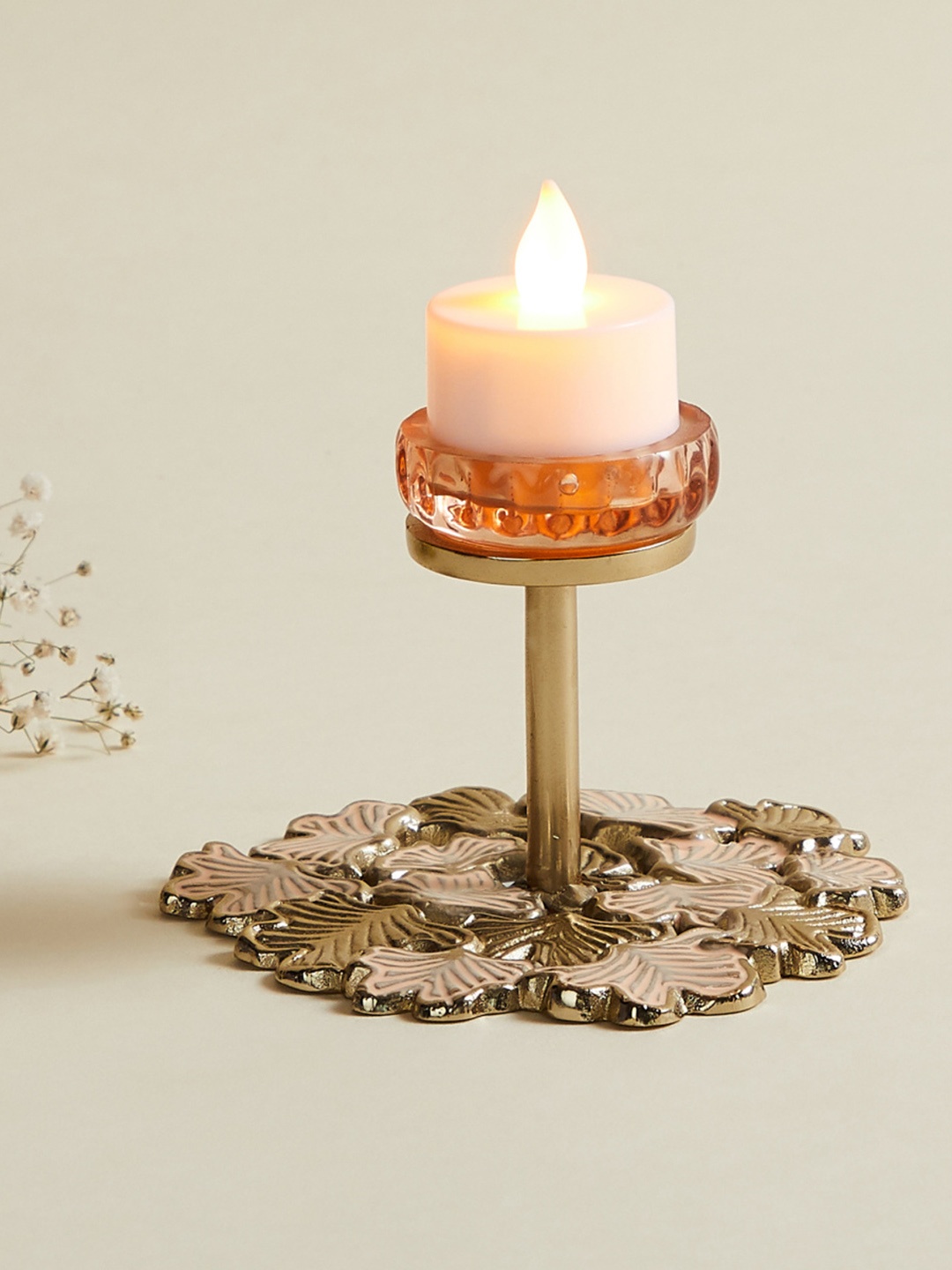 

Home Centre Gold-Toned Floral Textured T-Light Candle Holders