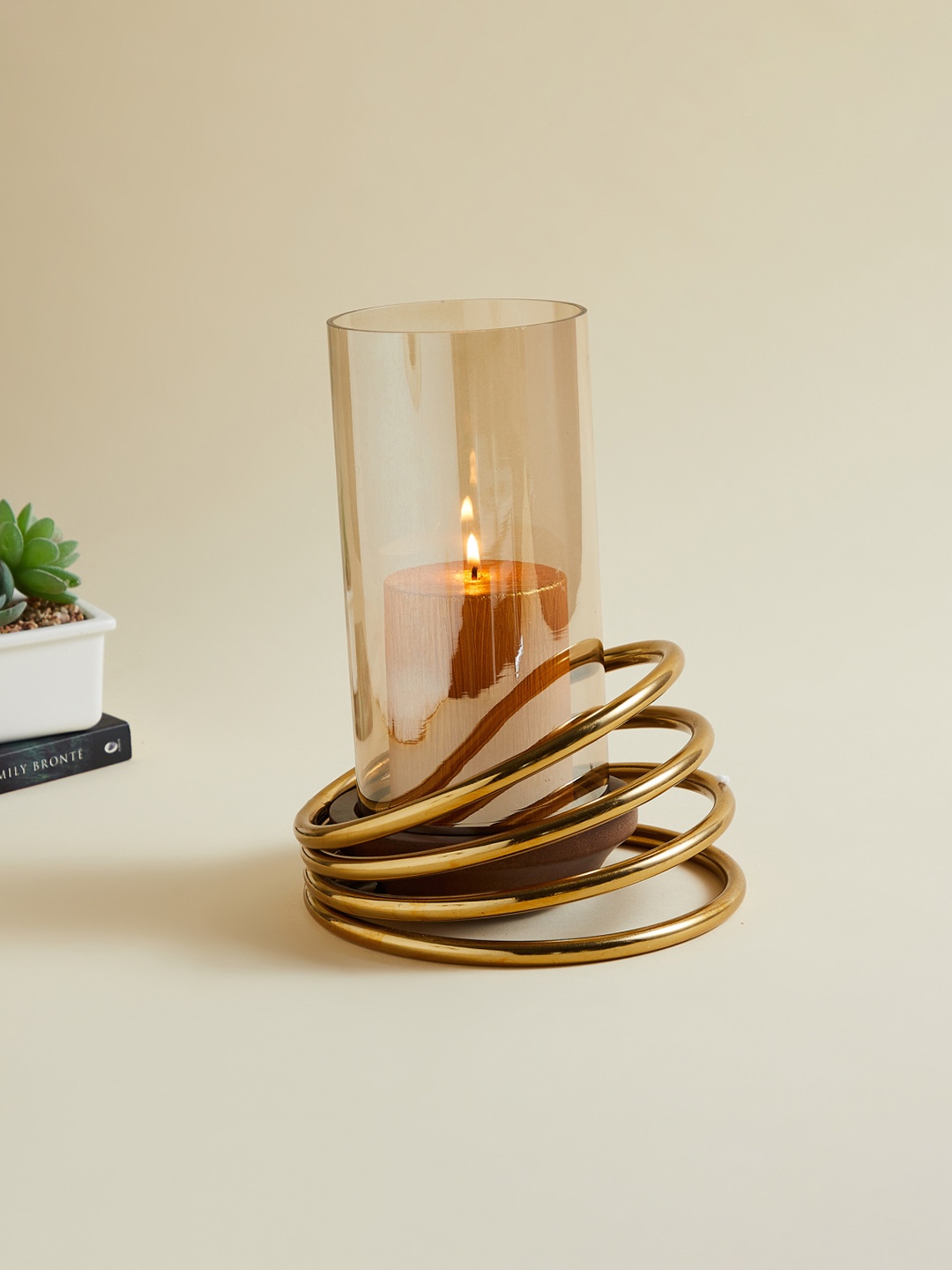 

Home Centre Gold-Toned Hurricane Candle Holders