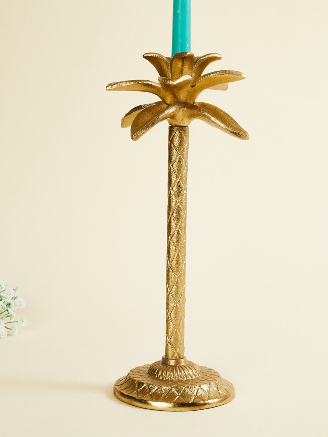 

Home Centre Gold-Toned Textured Aluminium Candle Holders