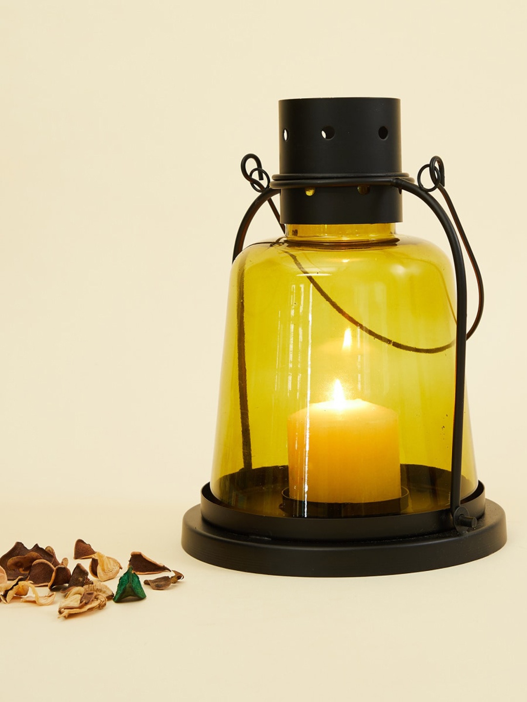

Home Centre Yellow Solid T-Light Holder Hanging Lantern