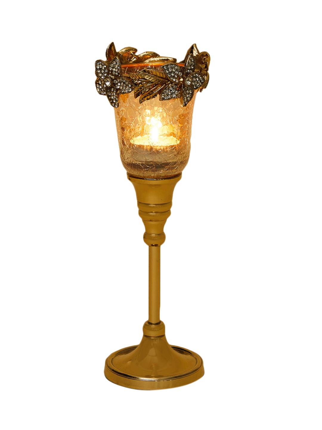

Home Centre Gold-Toned Heritage Renew Textured Crackle Glass Votive Holder