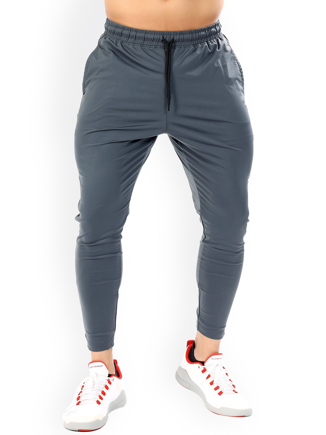 

FUAARK Men Grey Solid Slim Fit Track Anti-Odour Drawstring Pants