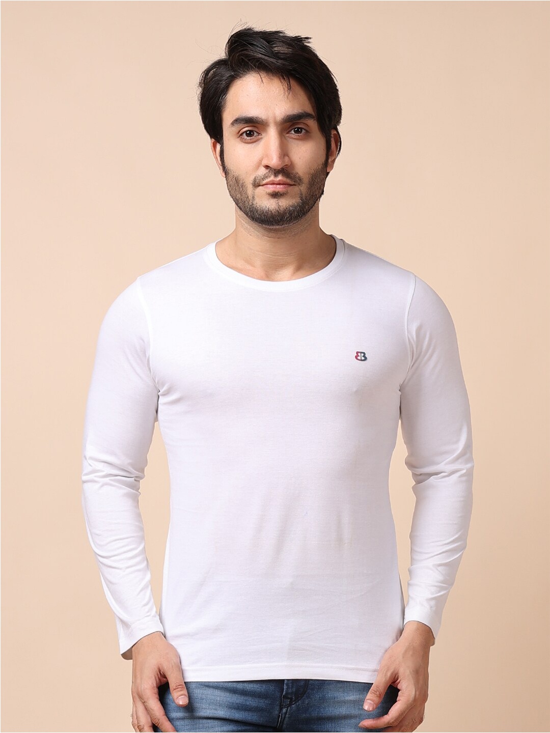 

berry blues Men Solid Cotton T-shirt, White