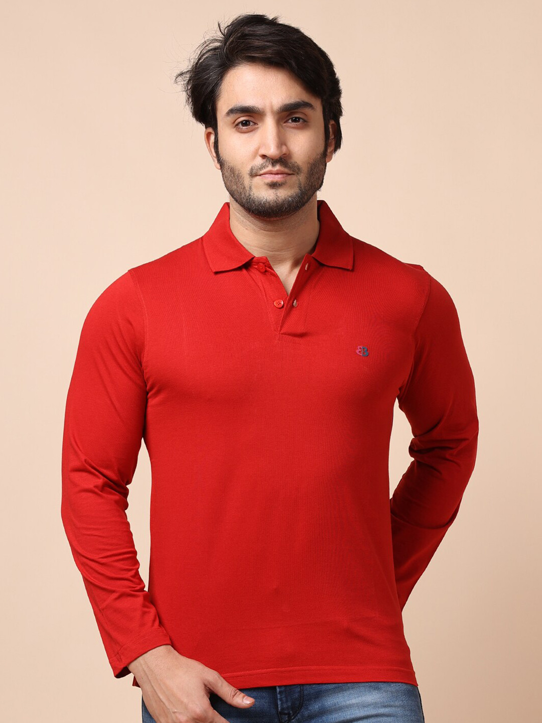 

berry blues Men Solid Cotton T-shirt, Red