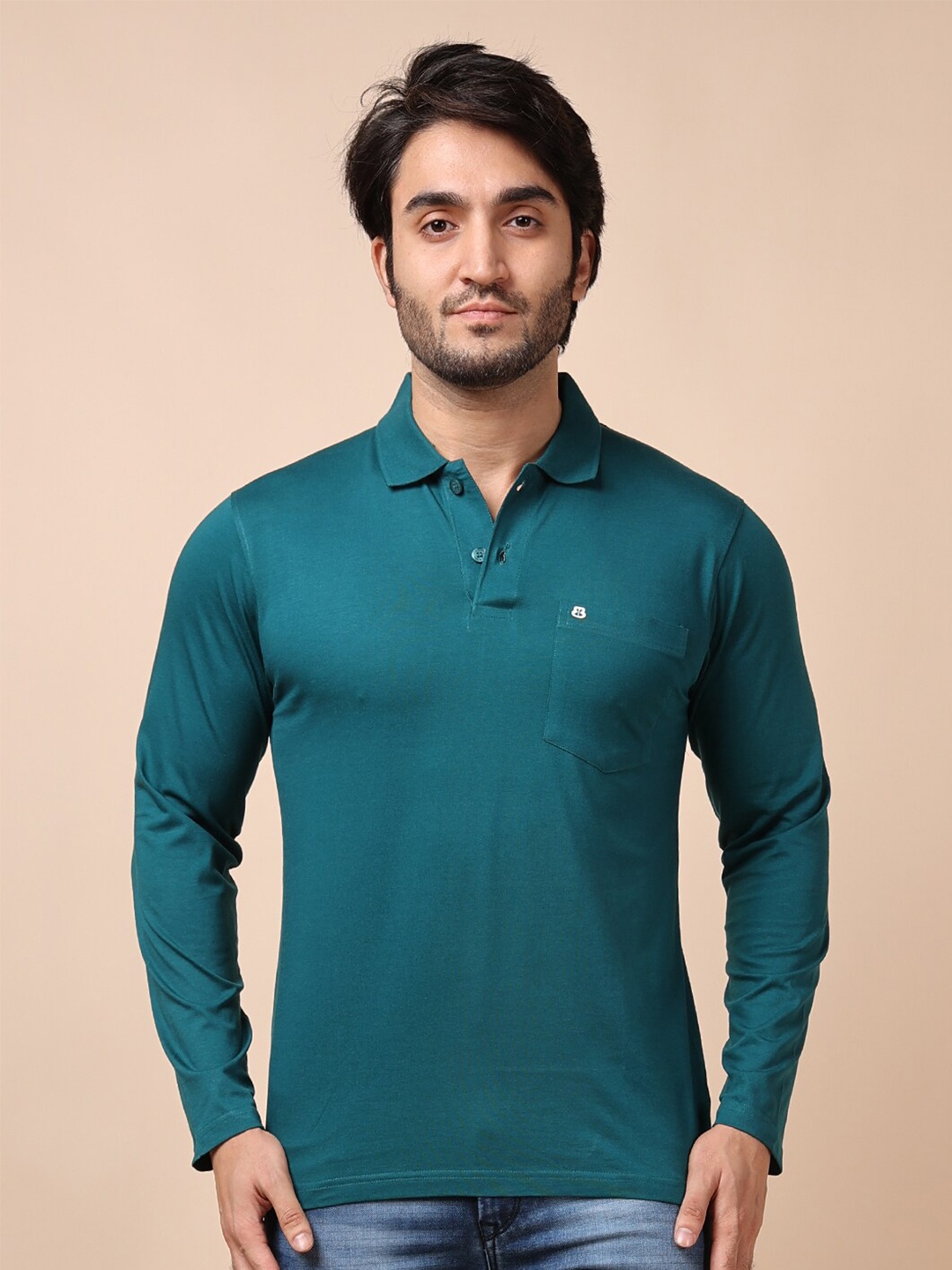

berry blues Men Solid Cotton T-shirt, Teal