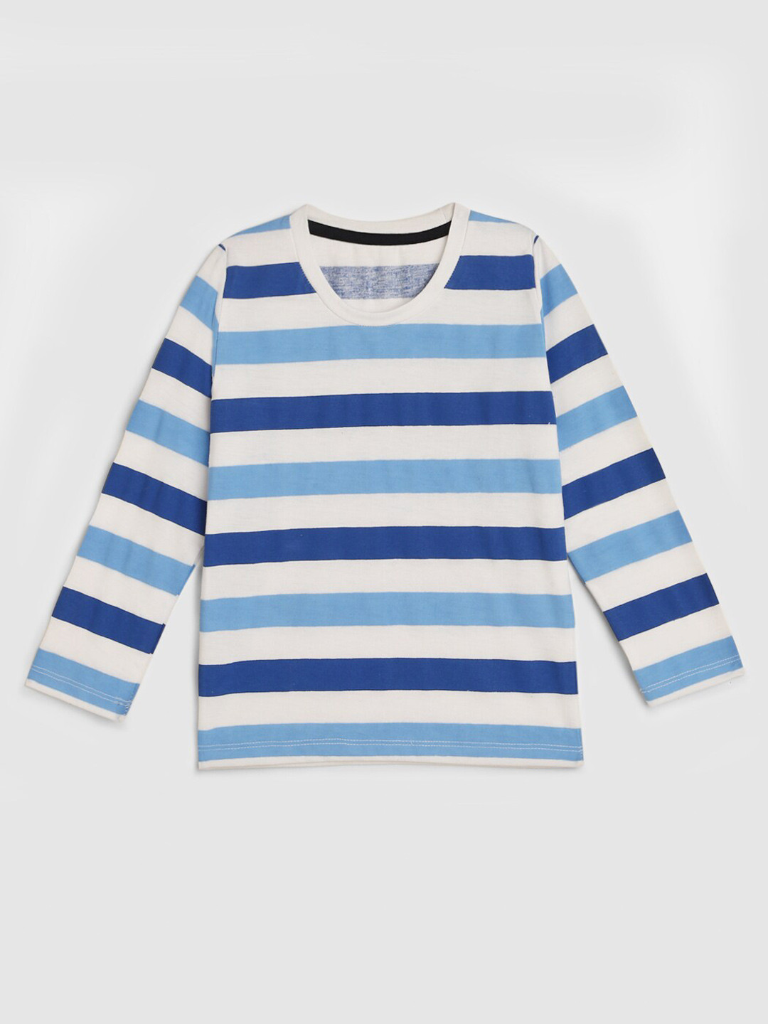 

YK Boys White and Blue Horizontal Colour Blocked Striped T-shirt