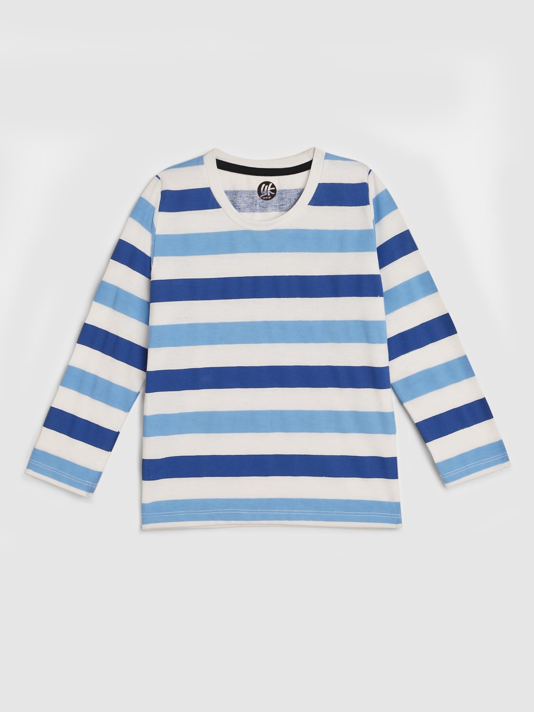 

YK Boys White and Blue Horizontal Colour Blocked Striped T-shirt