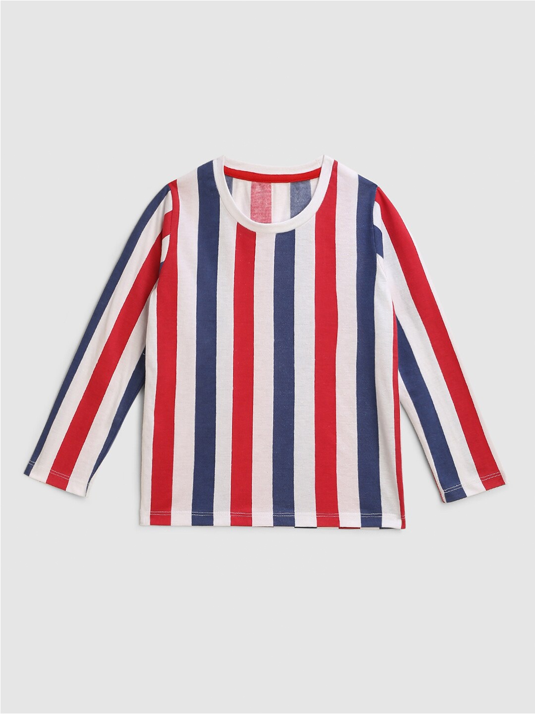 

YK Boys Blue Red & White Vertical Colour Blocked Striped T-shirt