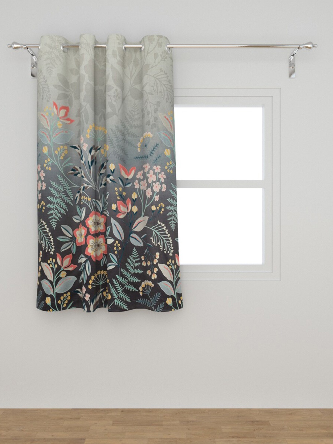 

Home Centre Grey & Pink Floral Window Curtain