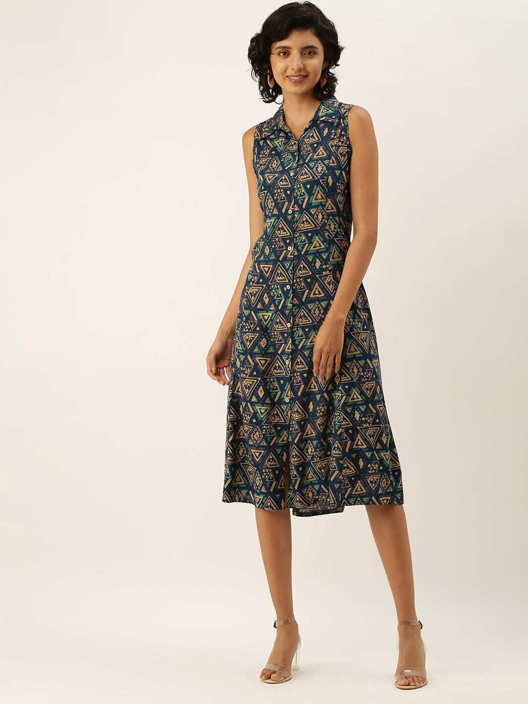 

ZOLA Women Blue & Beige A-Line Dress