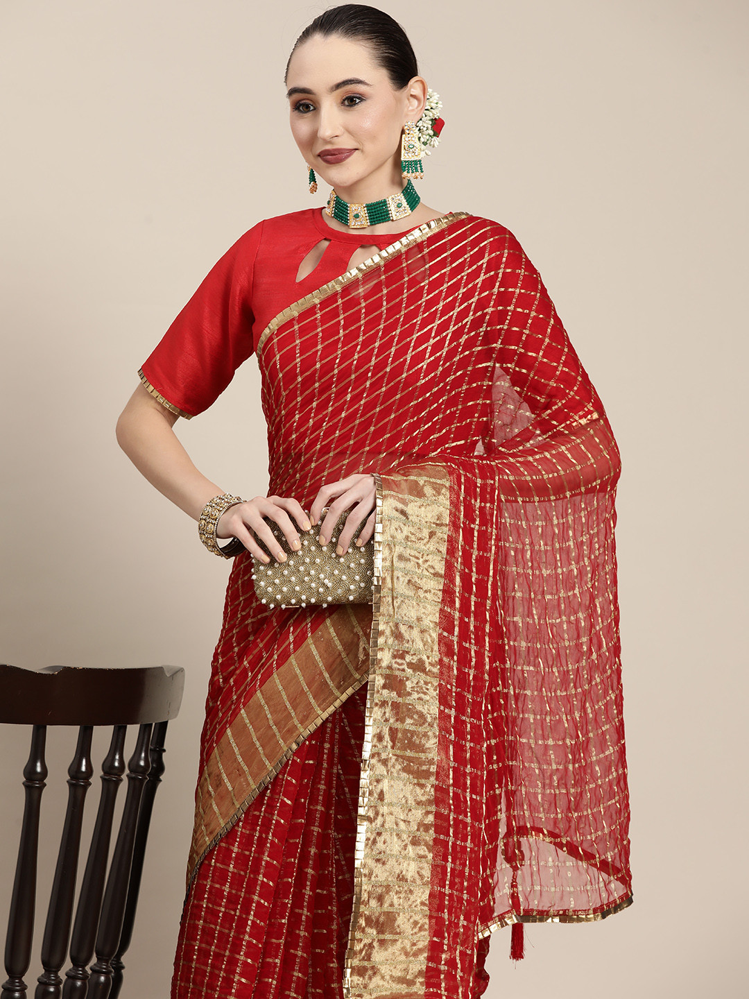 

Mitera Red Banarasi Woven Design Saree
