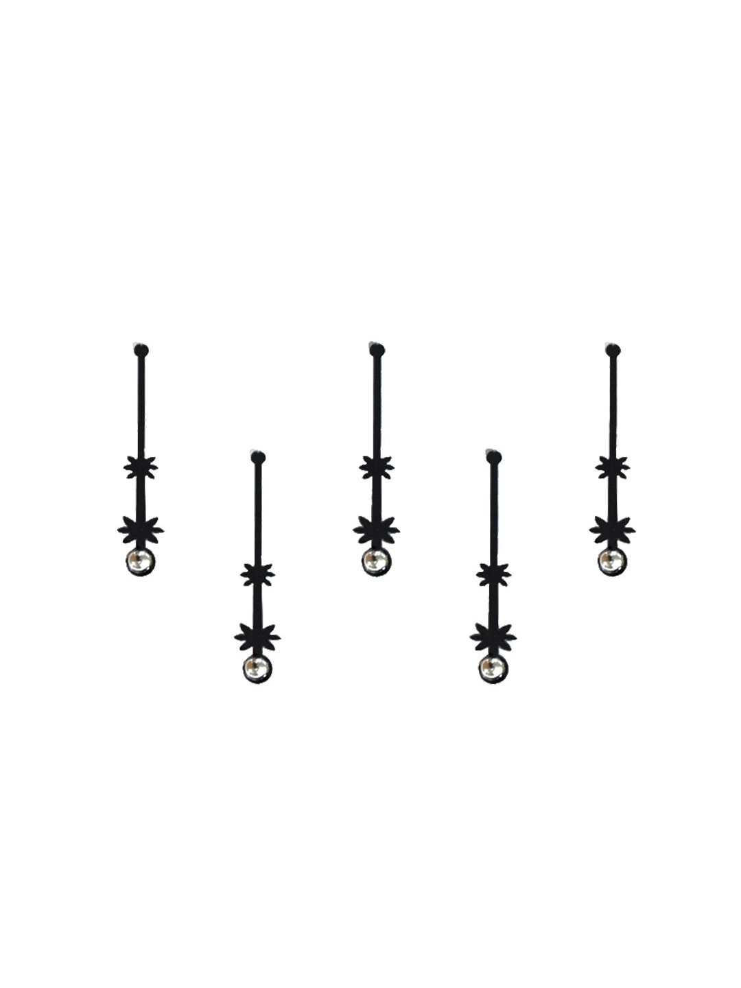 

Comet Busters 5 Pcs Embellished Reusable Designer Bindis - Black
