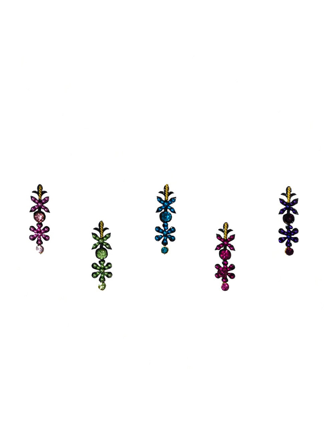 

Comet Busters 5 Pcs Embellished Reusable Designer Bindis - Multicolored, Multi