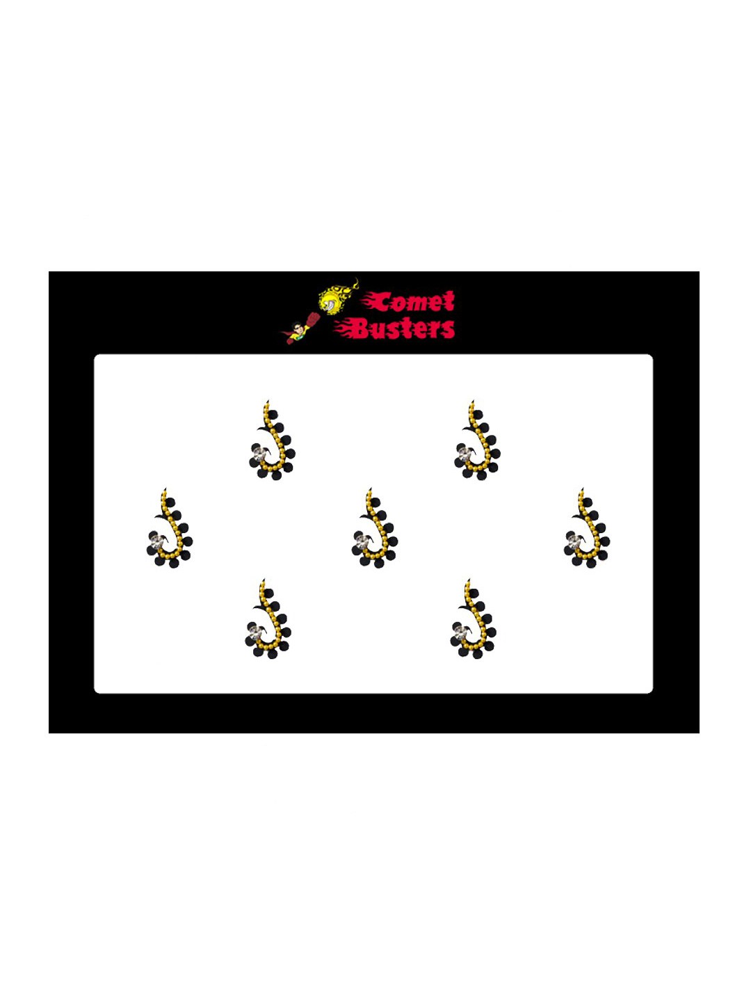 

Comet Busters 7 Pcs Reusable Beaded Designer Bindis - Black & Gold-Toned