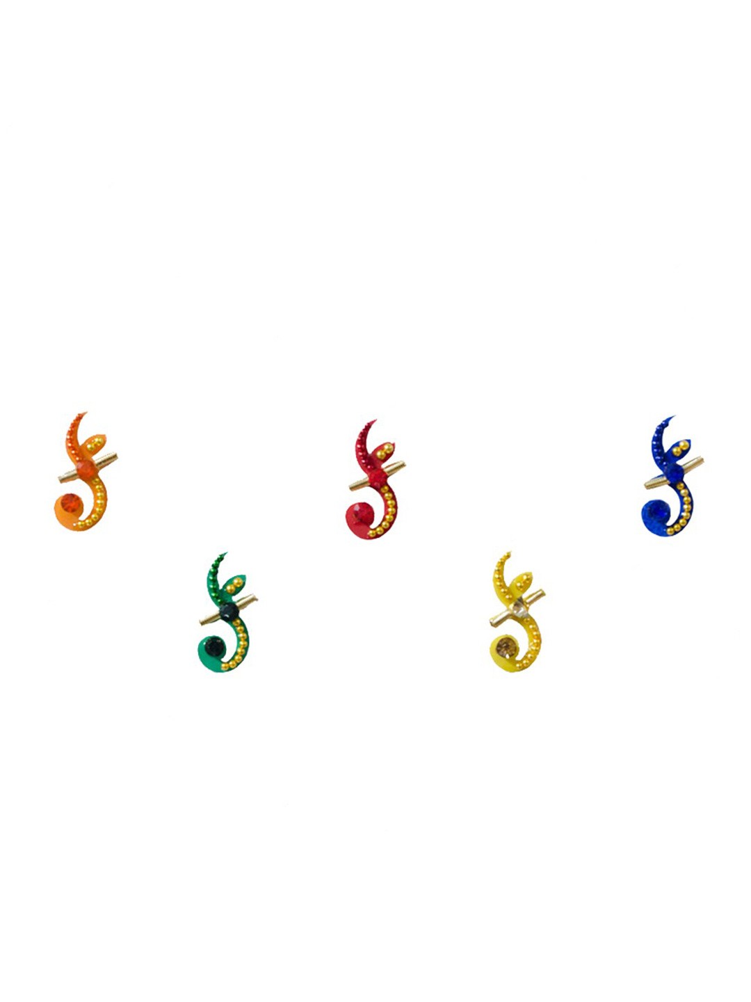 

Comet Busters 5 Pcs Embellished Reusable Designer Bindis - Multicolored, Multi